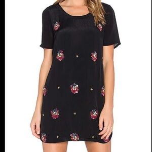 Lovers + Friends Emily dress embellished XS black mini shift dress sequins gems